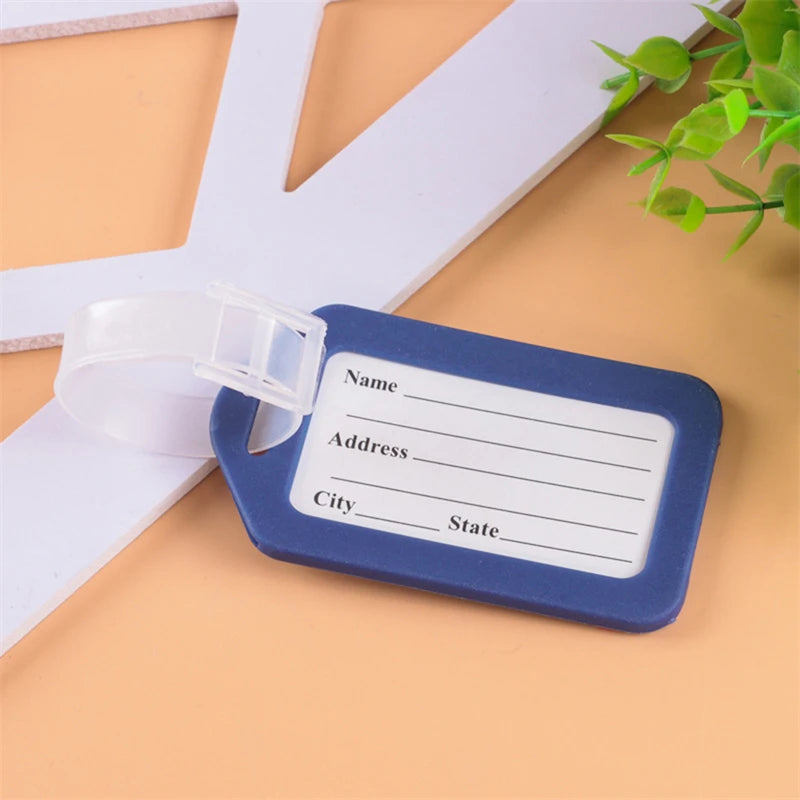 20pcs Luggage Tags Suitcase Label Bag Travel Accessories Luggage Bag Tag Name Address ID Label Plastic Suitcase Baggage Tags