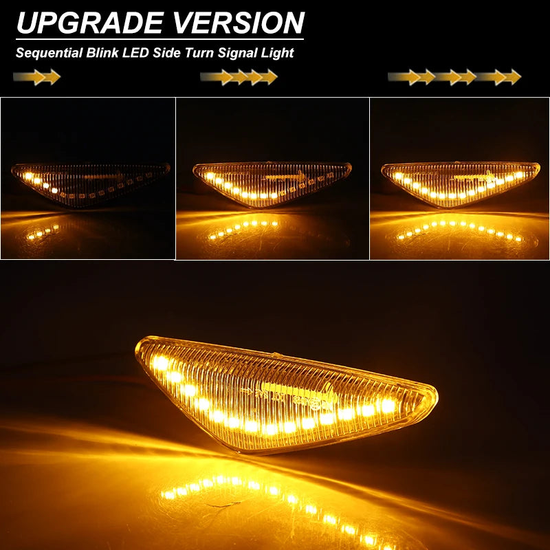 2pcs Car Side Indicator Marker Amber LED Repeater Light Lamps For BMW X3 F25 X5 E70 X6 E71 E72  Sequential Turn Signal Lights