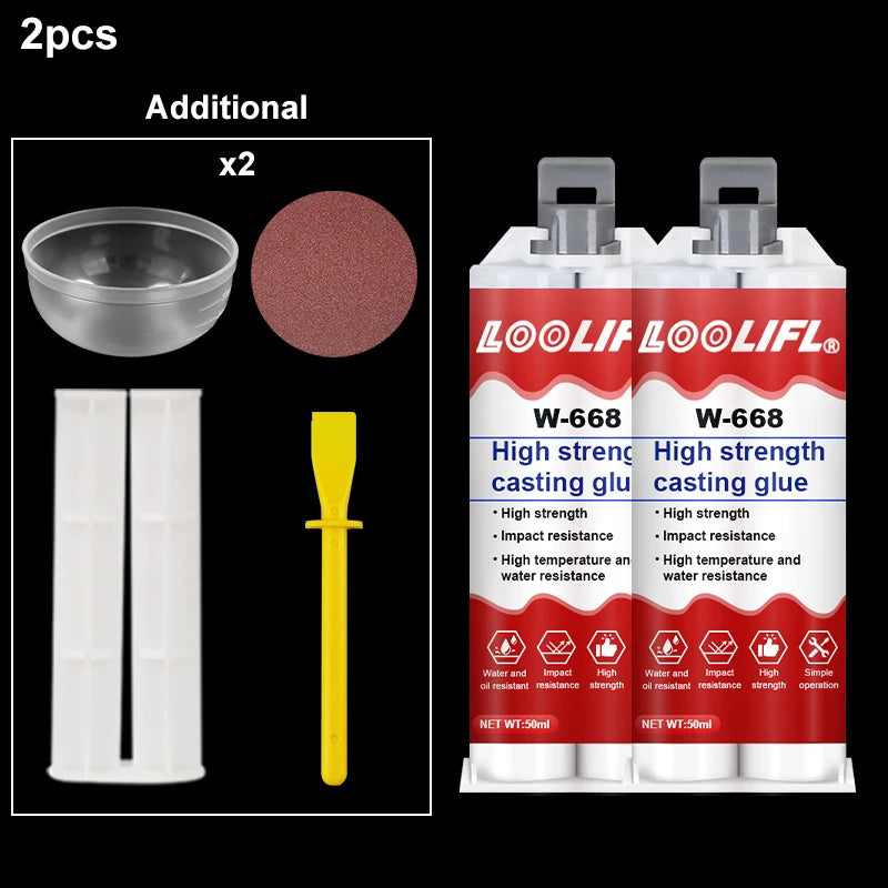 Metal Glue, Casting Glue 1.76 Ounces 2 Parts Epoxy Resin Super Welding, Welding Metal, Plastic, Steel, Ceramics, Glass Fiber Car