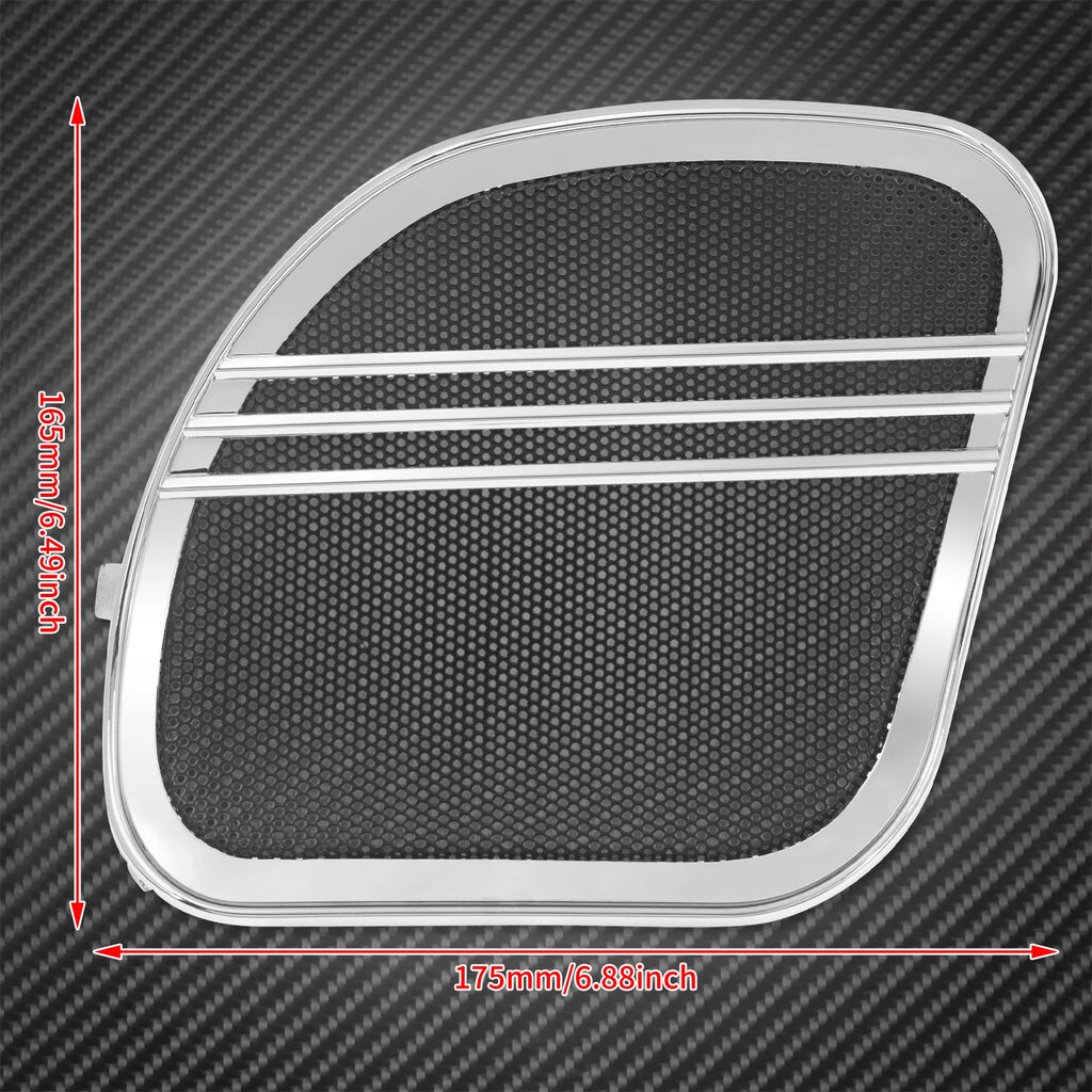 Motorcycle Black Chrome Tri-Line Speaker Grills Cover Trim Mesh For Harley Touring Road Glide FLTRX 2015-2025