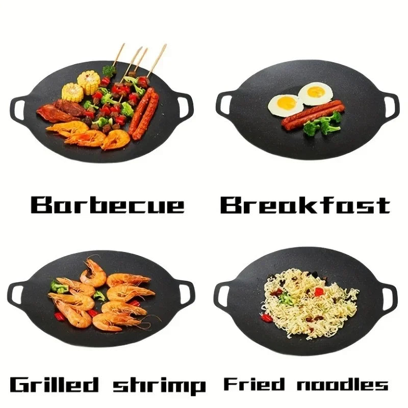 Outdoor Electrical Dual-Use Non Stick Baking Tray with Handle, Evenly Heated, Easy to Clean, for Stir Frying Noodle, Fried Egg,