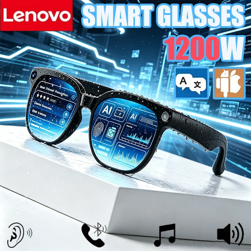 Lenovo AI Smart Glasses 8K Shooting Touch Control Photo Recording Translator Bluetooth Smart Sunglasses with Voice Assistant