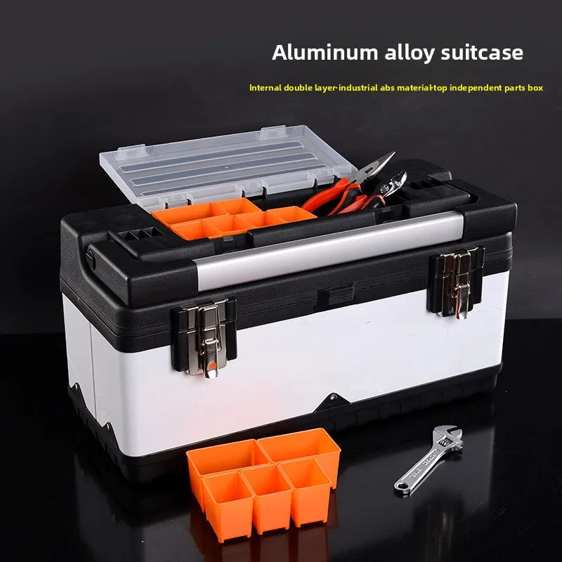 Heavy Duty Stainless Steel Toolbox Large Capacity Portable Hard Case for Electricians and Workshop Tools Tool Box Tool Chest
