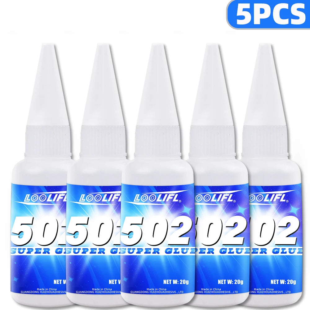 LOOLIFL 502 Super Glue 20g Strong Instant Adhesive for Plastic, Metal, Rubber, Ceramic, - Fast Drying Cyanoacrylate Glue with