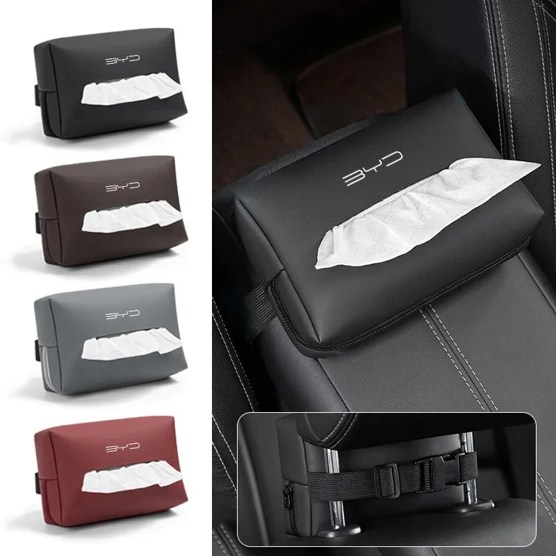 Car PU Leather Tissue Box Gift Set for BYD Seal Dolphin Yuan Plus Seal U Frigate 07 Tang EV Han EV Song Pro Auto Accessories