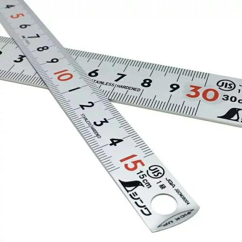SHINWA 13131 13134 JIS Industrial-Grade High-Precision Straightedge Ruler Etched Stainless Steel Curved Ends Measuring Tool