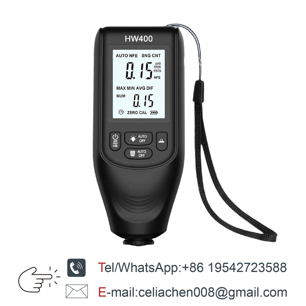HW400 Handheld Coating Thickness Gauge 0‑2000µm Digital Fe/NFe Paint Film Tester for Car Body Industrial Magnetic Eddy Current