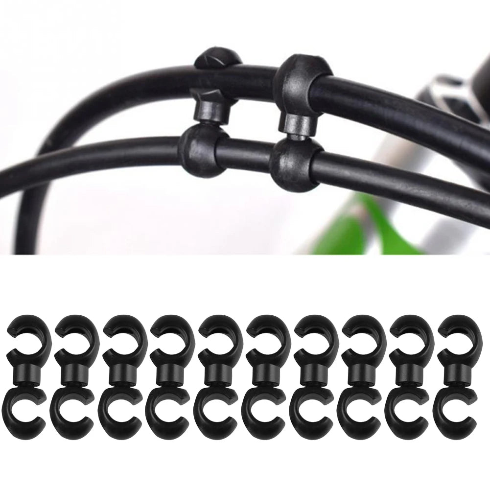 10pcs/set Bicycle Brake Gear Cable S Style Clips Lightweight Rotating Buckle Hose Guide Clasp Cycling Accessories