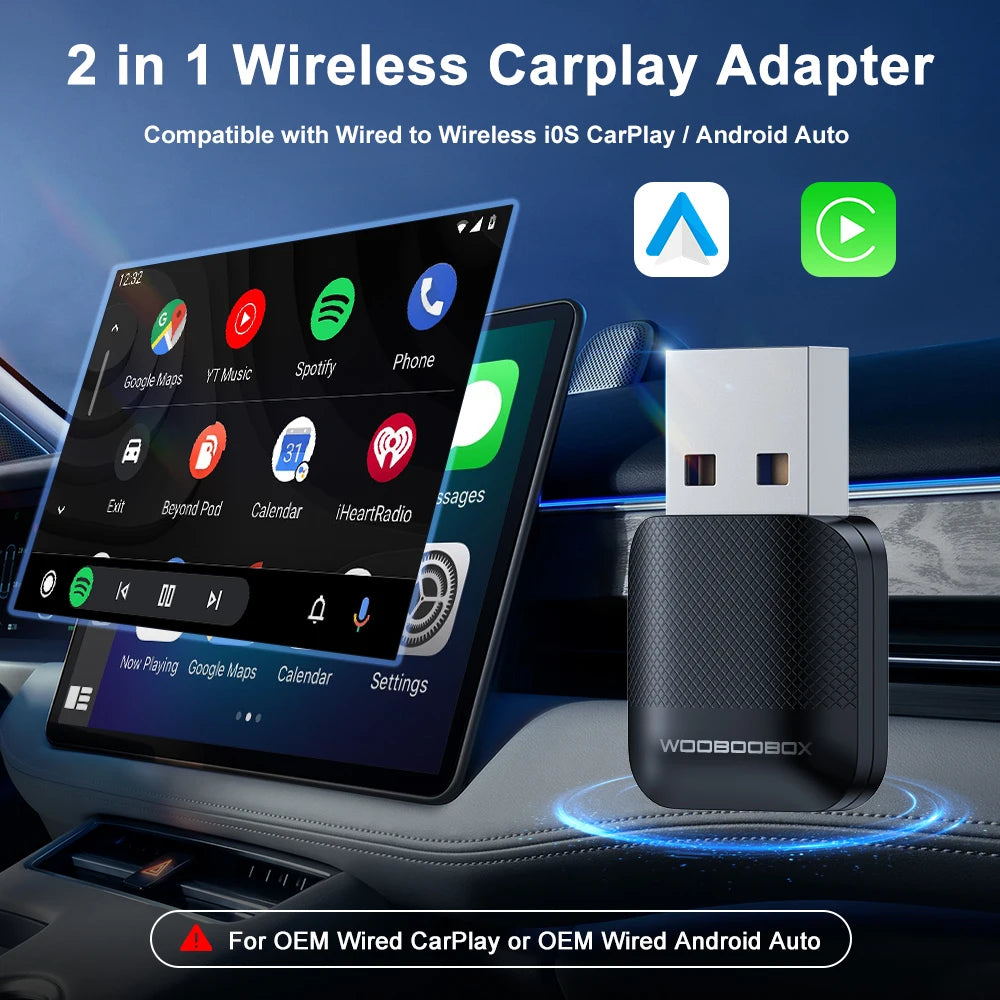 Wireless CarPlay Adapter for iPhone Android Auto, 5.8GHz Plug & Play CarPlay Dongle, Auto Connect Car Wireless Adapter