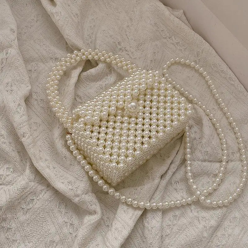 2023 Pearl Crossbody Bags Handmade Beaded Pearl Handbags Fashion Girl Gift Phone Pocket Wedding Party Clutches