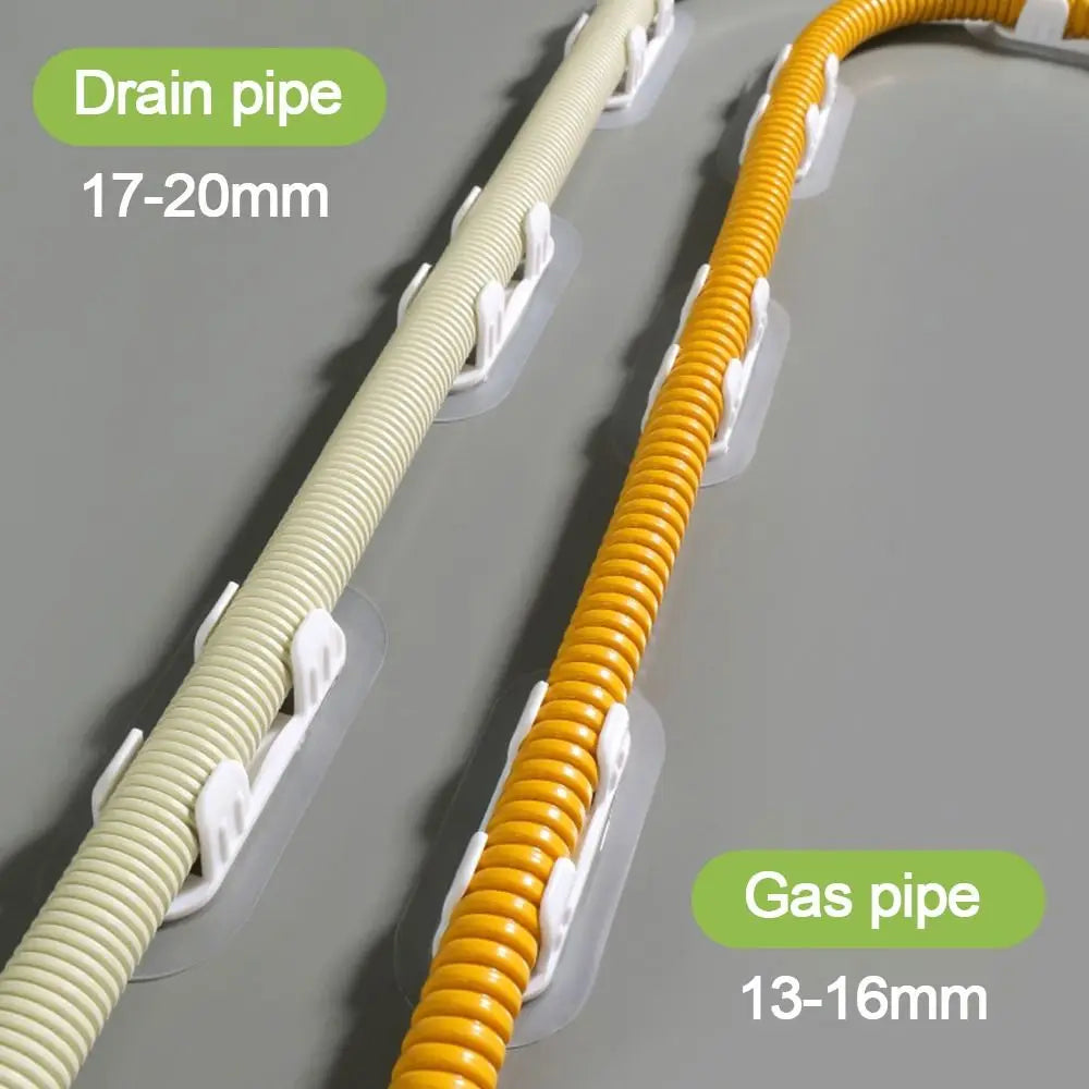 5pcs Plastic Pipe Clamp Hooks Cable Clips Pipe Support Wiring Hose Clamp Self-adhesive Fasteners Drain Pipe Holder