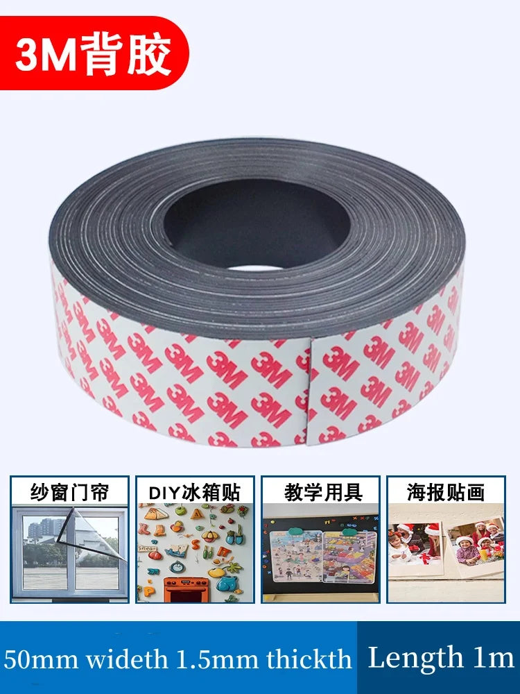 3M Magnetic Strong Adhesive Tape Thickth 1mm 1.5mm Teaching Aids Special Soft Magnetic Adhesive  for Crafts Office & Home