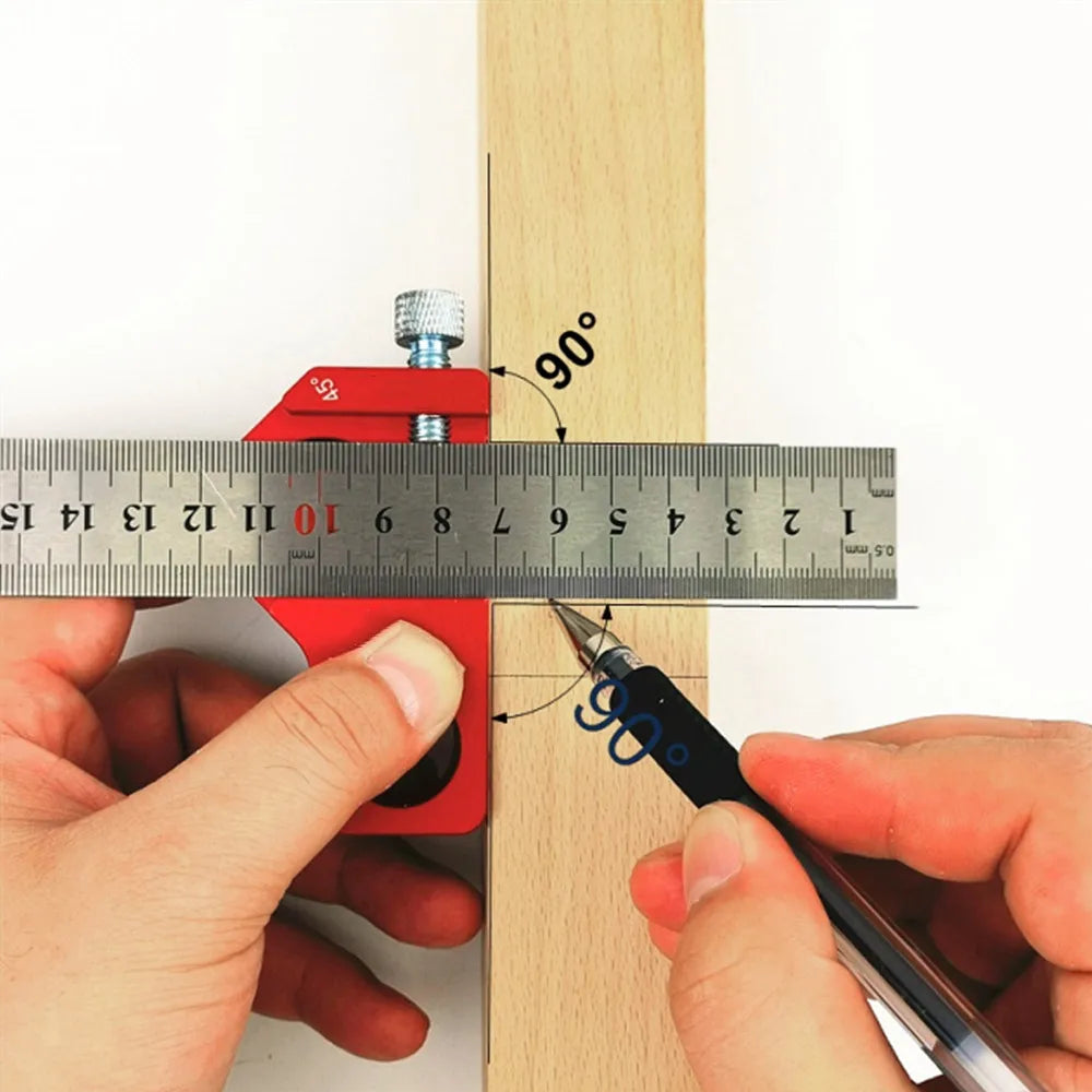 Steel Ruler Positioning Block 45/60/90 Degree Angle Scriber Line Marking Gauge Woodworking Square Scribe for Ruler Locator