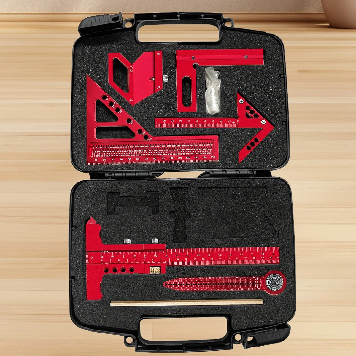 Aluminum Precision Woodworking Square Kit 6-10Pcs with Box,  Scribing Layout Ruler Quick Splicing DIY Woodworking Measuring Tool
