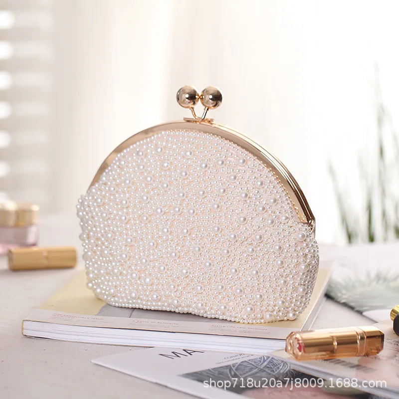 Luxury Pearl Evening Hand Bag Women Handmade Beading Banquet Handbag Bridal Wedding Dinner Party Day Clutch Phone Wallet