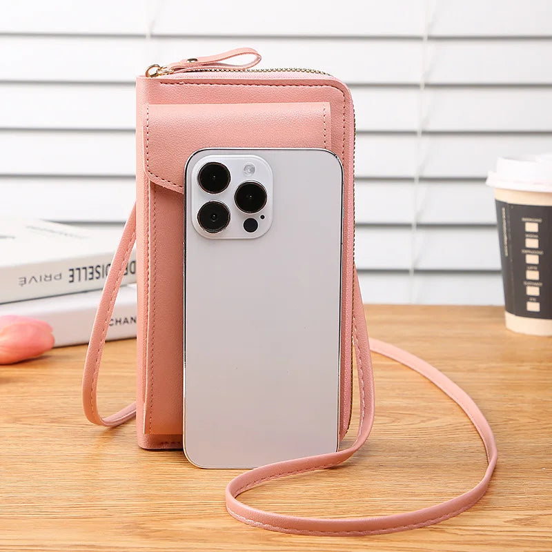 2025 New Style Long Neck Women's Handbag Large Capacity Crossbody Wallet Mobile Phone Purse Zipper Solid Color Stylish Bag