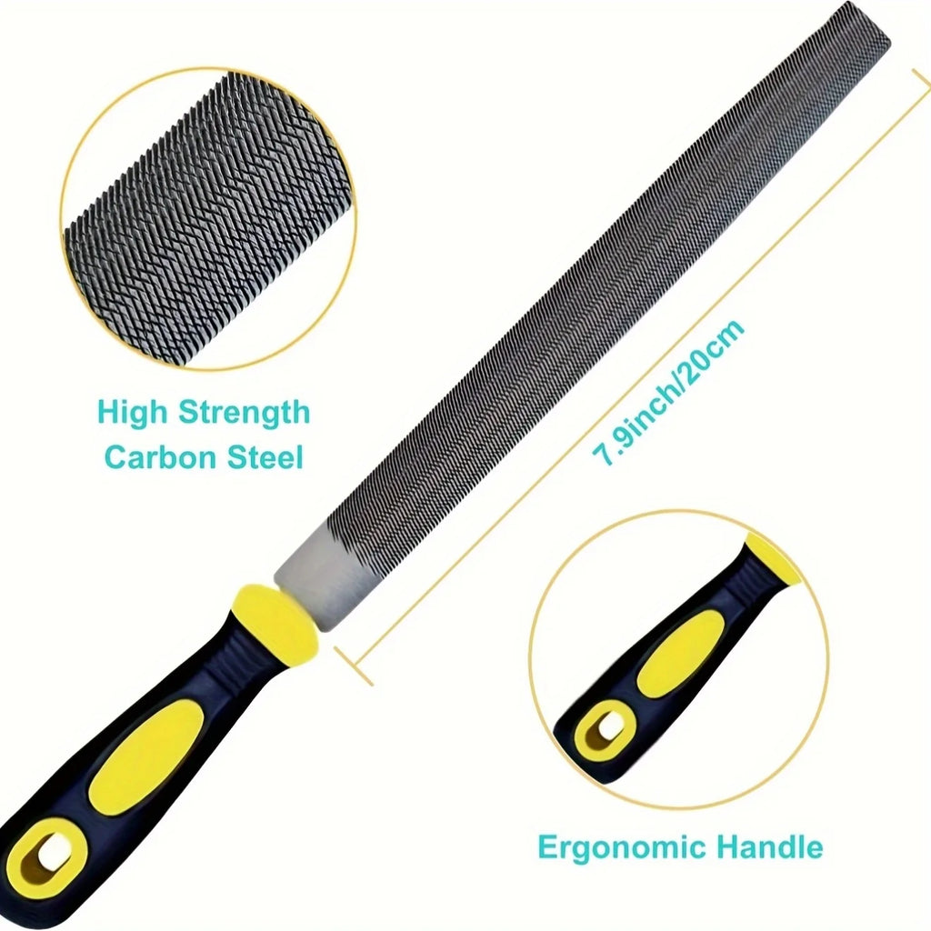File Set, 8-inch, Professional High Carbon Steel File, Includes Flat/Round/Half-Round, Work for Metal, Wood