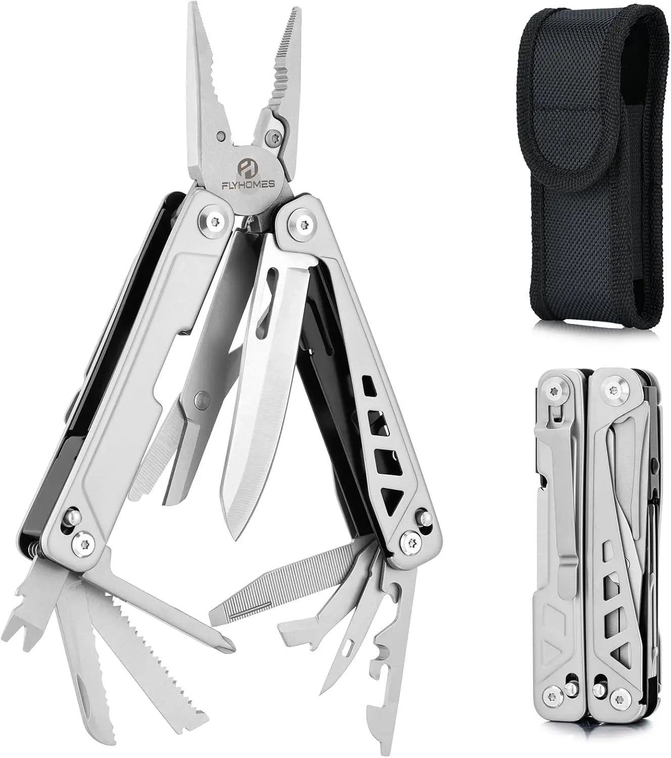 Multitool Stainless Steel Multi-Tool Pliers 22-in-1 with Safety Locking, Pocket Knife, Bottle Opener, EDC Equipment With Pocket Clip for Survival, Camping, Hunting and Hiking.