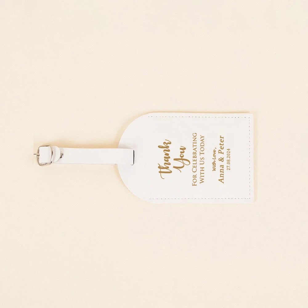 Personalized Pu Leather Luggage Tag Monogrammed Couple Travel Baggage Label Tags Wedding Bridal Shower Gift for Family Friends