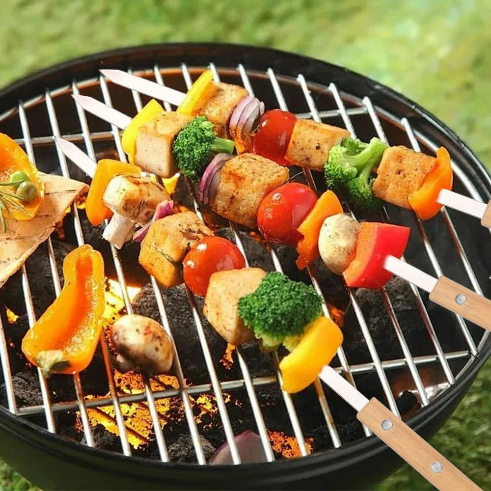 BBQ Skewers 340 Stainless Steel BBQ Long Skewers Outdoor BBQ Tools 6Pcs Professional Grilling BBQ Skewer