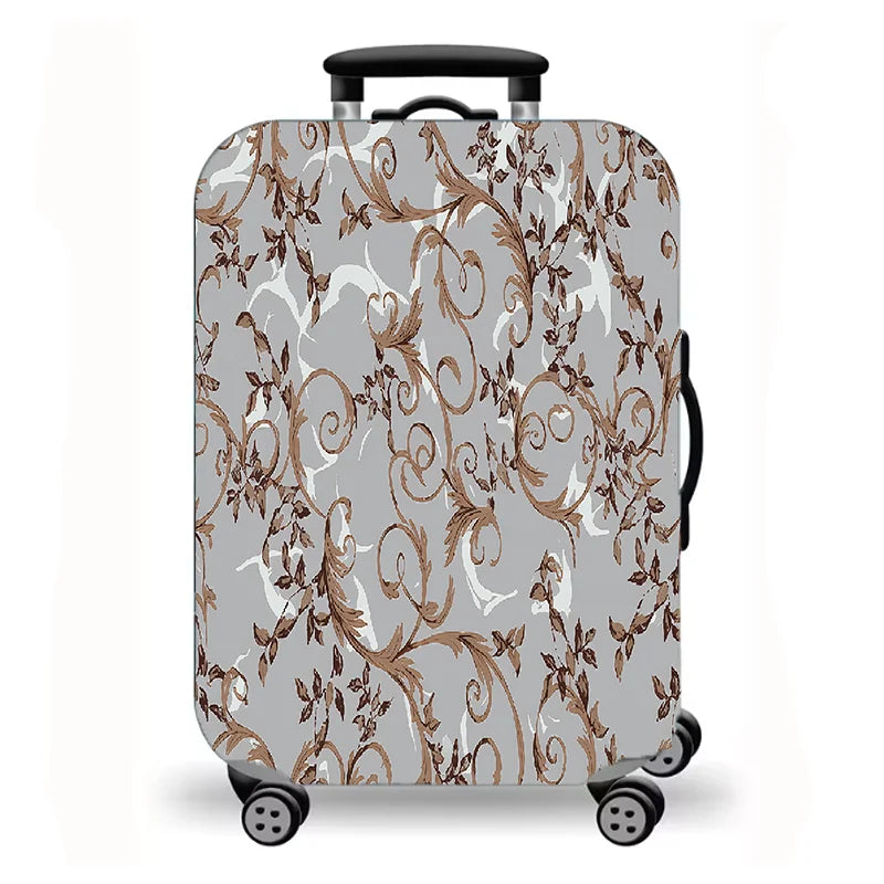 Luggage protective cover, retro printed elastic suitcase protective cover, retro floral pattern.