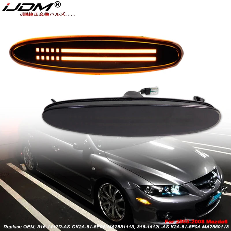 iJDM Amber/White Full LED Front Fender Side Marker Light Assembly For Mazda 6 2003-2008 Replace OEM Amber Sidemarkers