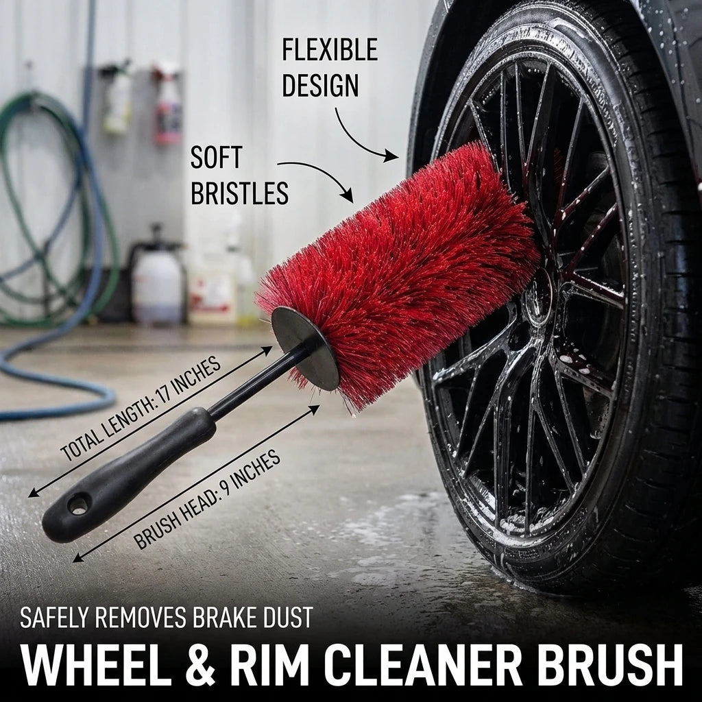 45cm Multifunction Car Wheel Wash Brush Soft Non-Scratch Tire Cleaning Rim Brush Auto Care Detailing Washing Tool