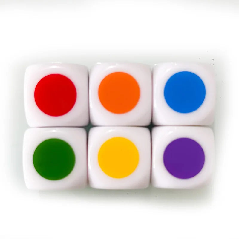 10 Pcs/set 6 Sided Round Colour Dice Funny Puzzle Game  16 mm