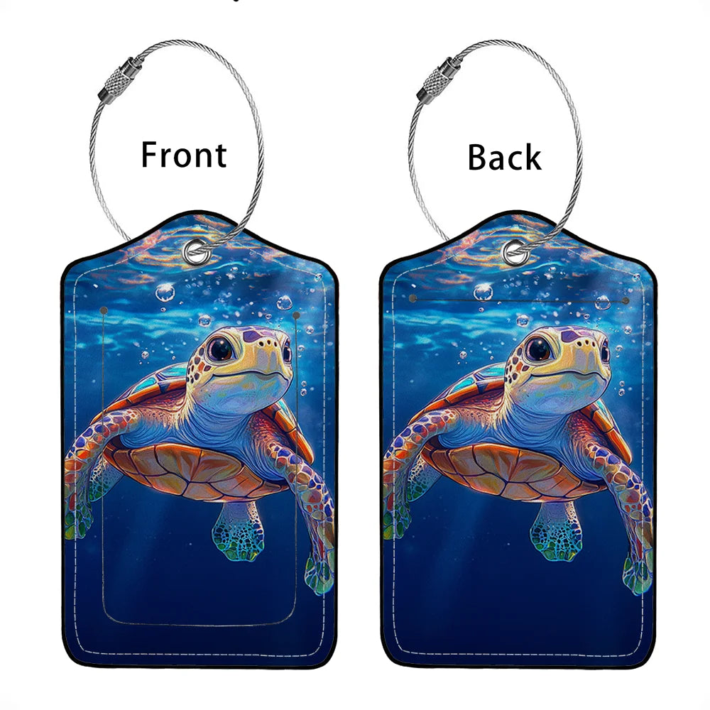 HOT SALE Cute animals Leather Business Luggage Tag Suitcase Address Label Luggage Boarding Case Label Name ID Address Clip