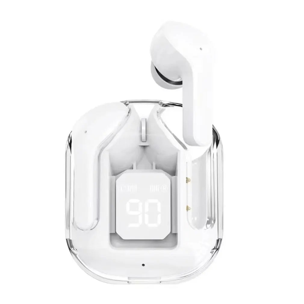 Bluetooth 5.3 Wireless Headset Transparent Headphones LED Power Digital Display Stereo Sound Earphones for Sports Working