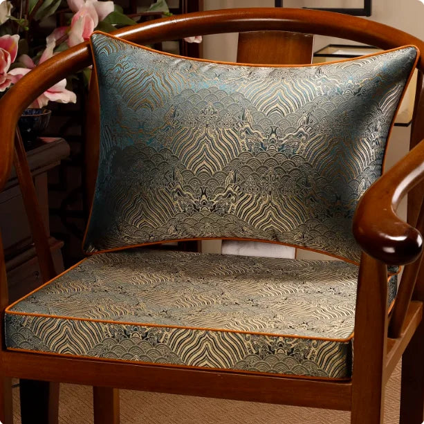 Chinese-style Jacquard Cushions Backrest Thickened Circle Chairs, Taishi Chairs Cushion Anti-slip Table and Chair Pads