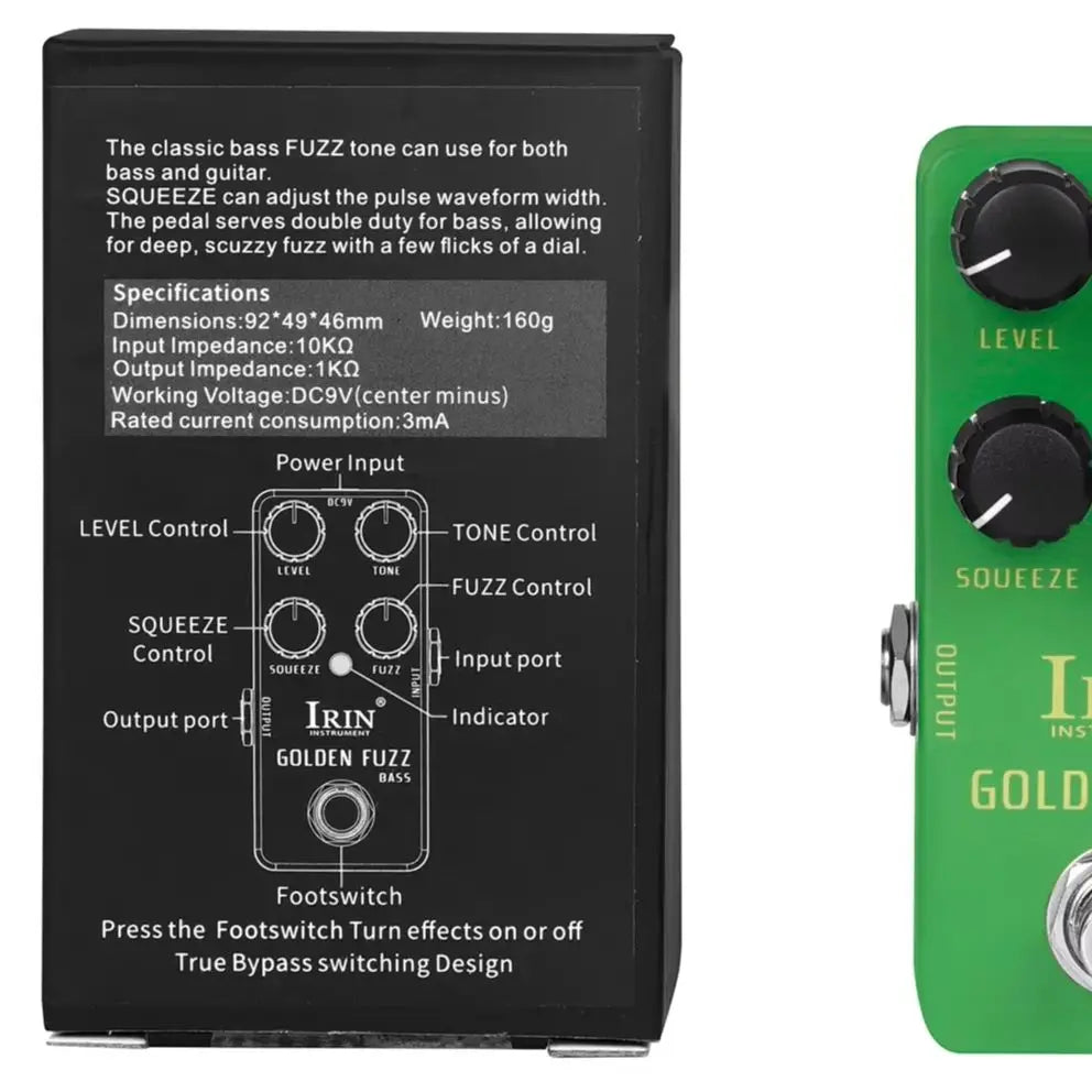 IRIN RS-20 Electric Guitar Effect Golden Fuzz Bass Effect Pedal True Bypass Mini Single Guitar Pedal Guitar Accessories & Parts