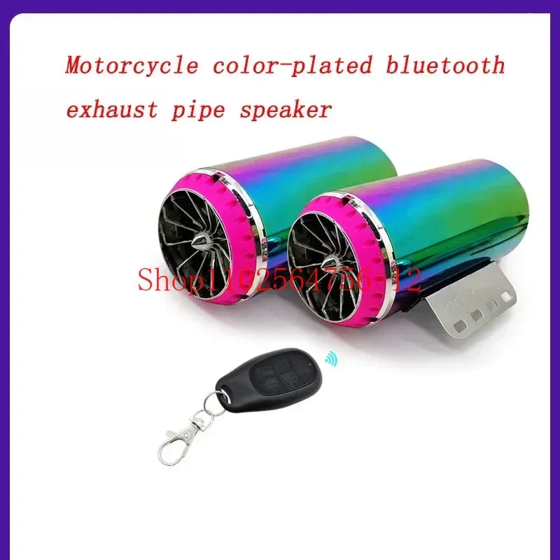 1pair Exhaust Pipe Motorcycle Electric Car Audio Bluetooth Subwoofer Plated Speaker