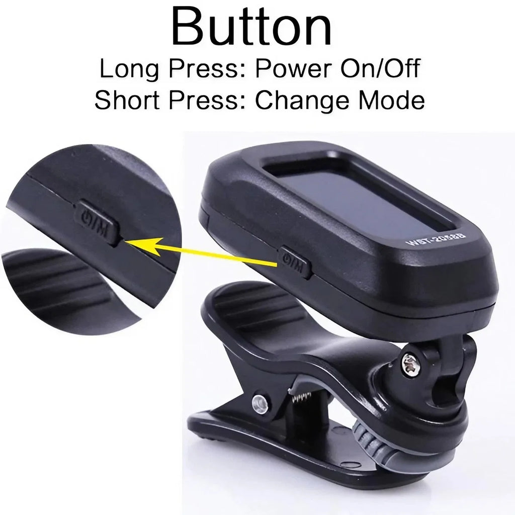 Digital Acoustic Clip Type Guitar Tuner Rotatable Clip-on Tuner LCD Display for Chromatic Acoustic Guitar Bass Ukulele Guitar