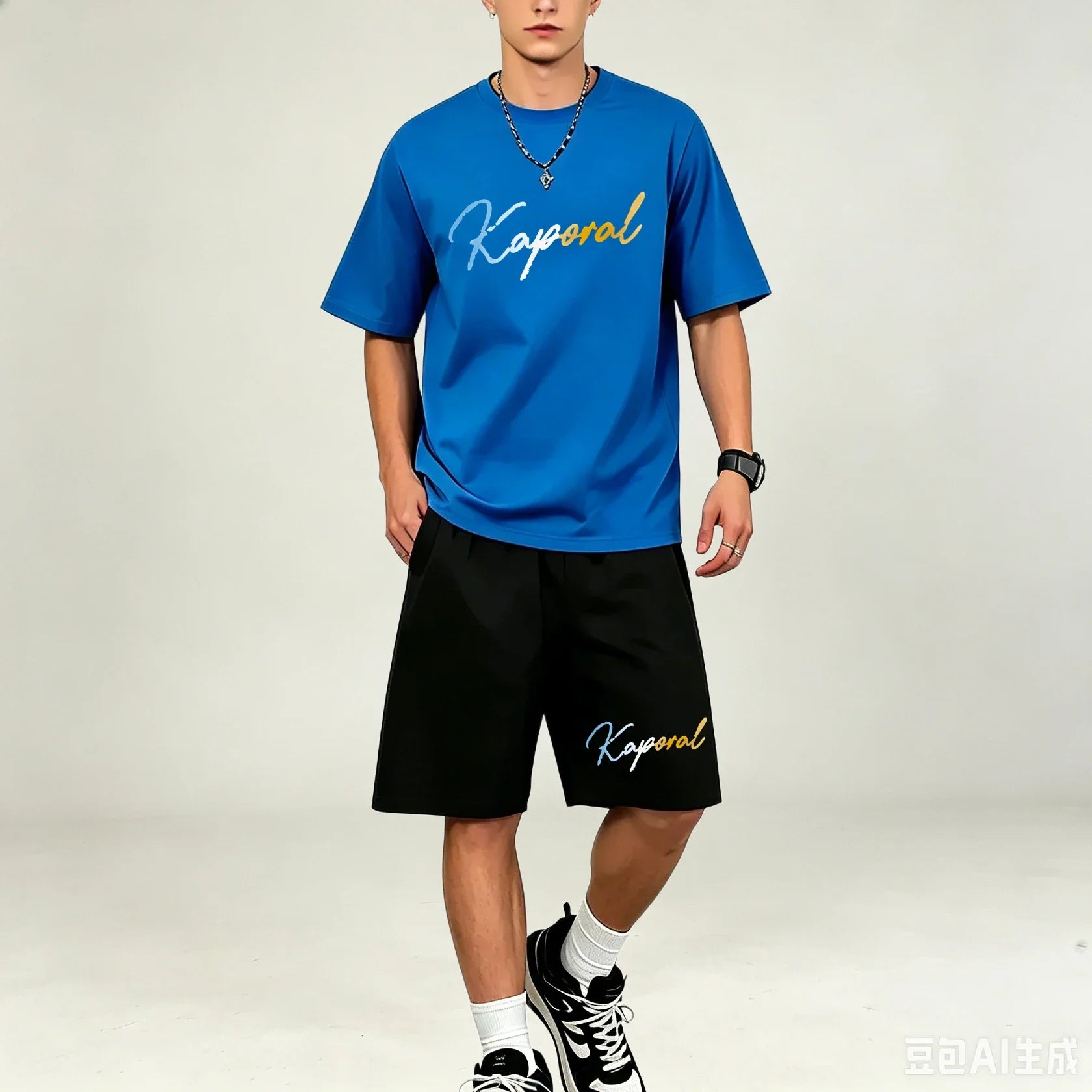 Men T‑Shirts Sets Loose‑Cut 2‑Piece Outfit Breathable Sweat‑proof T‑Shirts Sets Hot‑selling Casual Sport Suit For Men Daily Wear