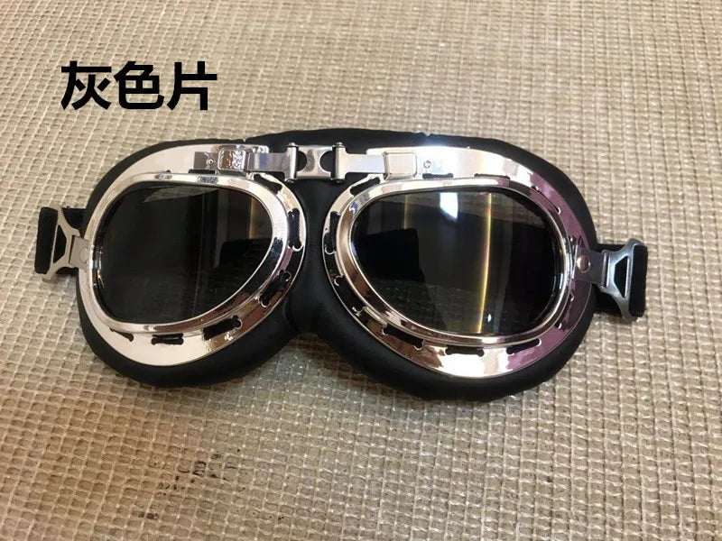 Vintage Motorcycle Goggles UV Protection Windproof Dustproof for Electric Bike Helmet