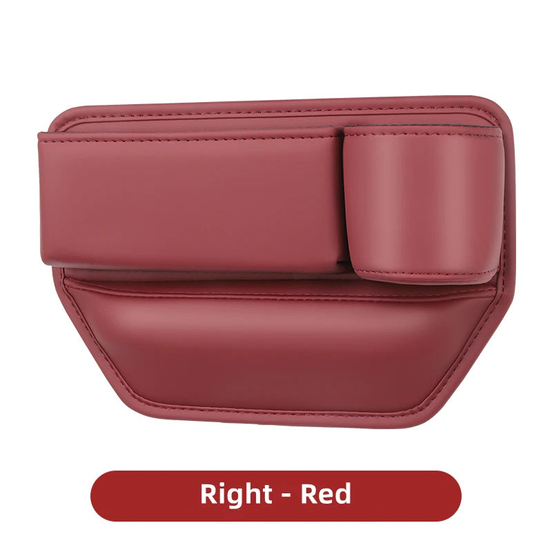 Leather Car Seat Gap Organizer Multifunction Console Crevice Filler Side Storage Box with Cup Holder Car Interior Storage Pocket