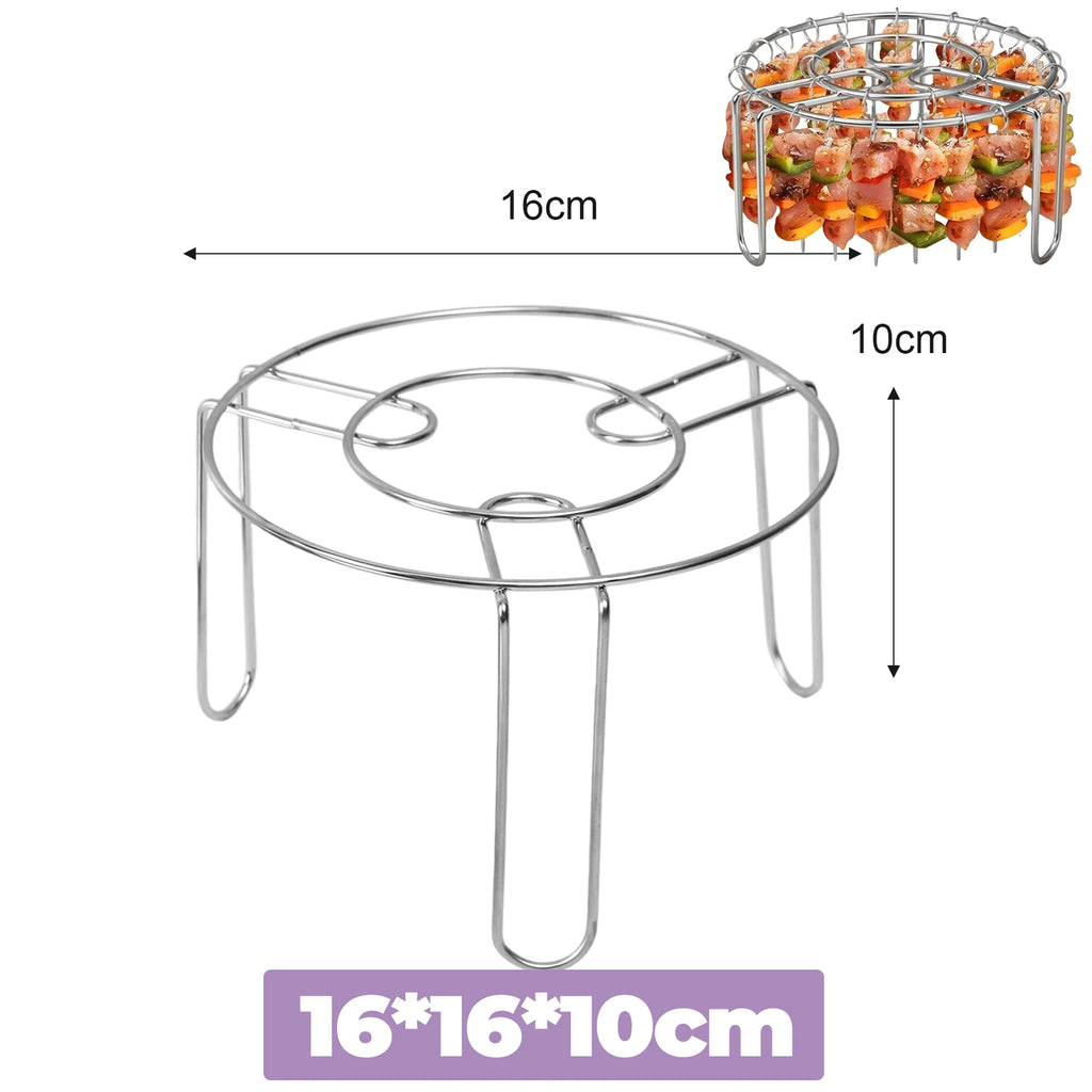 Stainless Steel Skewers Stand Air Fryer Barbecue Stick Kitchen BBQ Skewer Grill with Needle Multifunction Oven Dehydration Rack