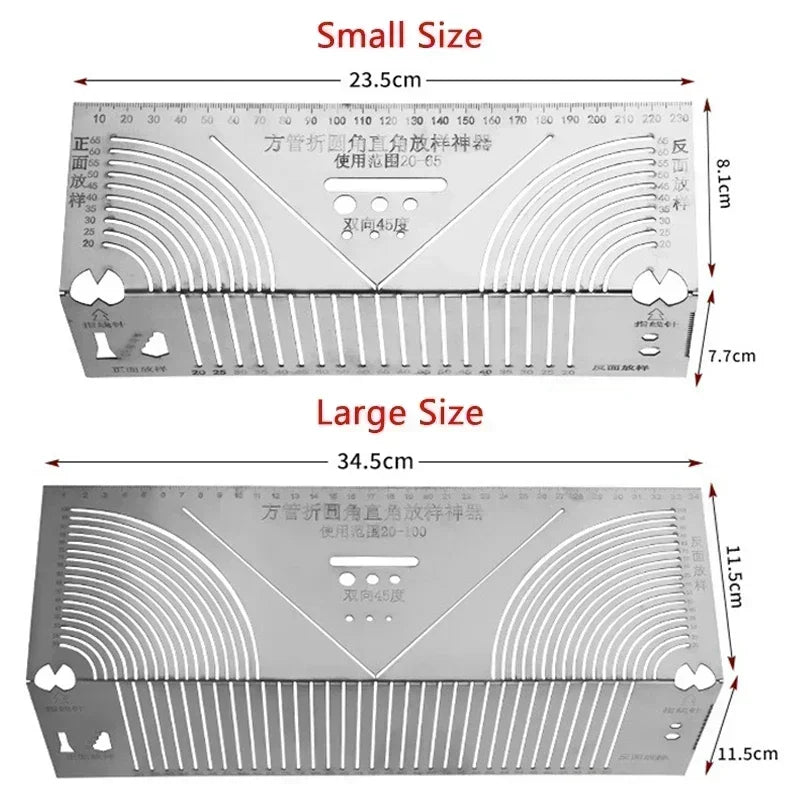 Arc Marking Ruler Right Angle Construction Arc Parallel Drawing Tool 90 Degree Folding Ruler for Metalworking Cutting Guide