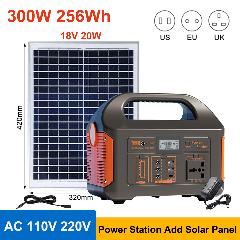 Gaiaray 500W 300W 100W Portable Power Station Solar Generator 460Wh LiFePo4 Battery 110V 220V Energy Power Plant for Camping RV