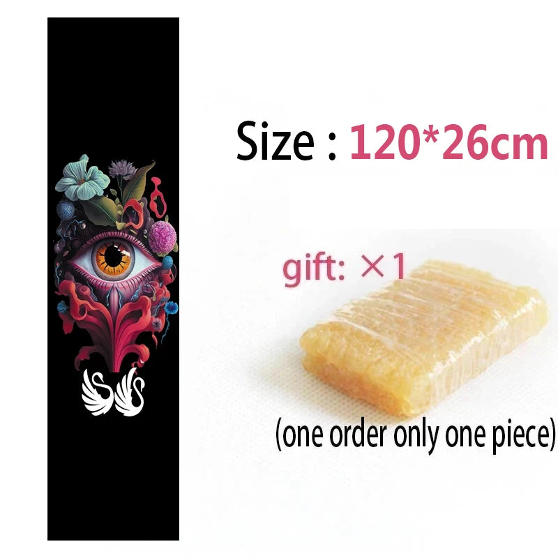 120cm Dancing Longboard Griptapes Long Board Grip Tape Skateboard Griptapes Anti-Slid Sandpaper Colorful Graphic Deck Protective