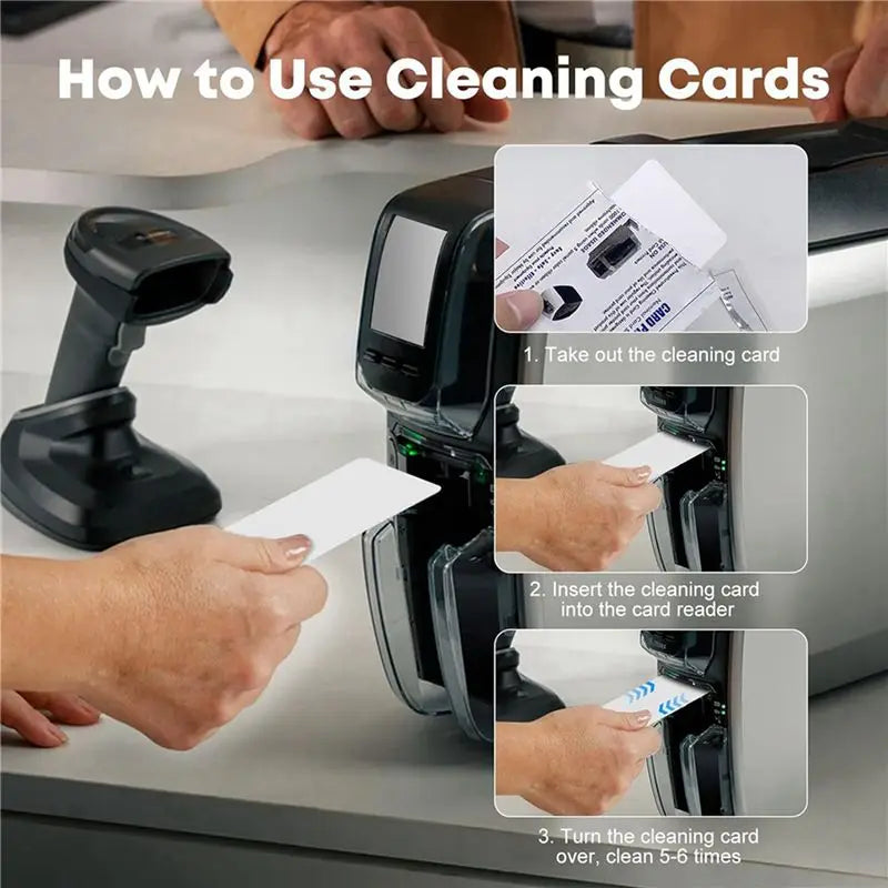 Top-CR80 Card Reader Cleaning Cards, 100PCS Dual Side Card Reader Cleaner, POS Swipe Terminal Cleaning Cards