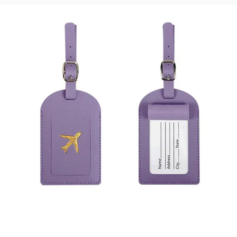 1PC Portable PU Leather Luggage Tag Suitcase Identifier Label Baggage Board Bag Tag Name ID Address Holder Travel Passport Card