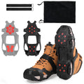 Ice Cleats for Shoes and Boots Tungsten steel 10 Studs Big size Anti Slip crampons for hiking boots snow shoes for women/men