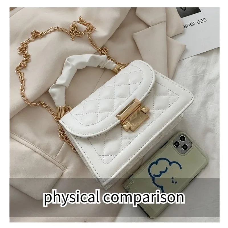 Internet Celebrity Popular Women's Small Square Bag, Classic and Simple Chain Bag, Commuting Hand-Held Crossbody Bag