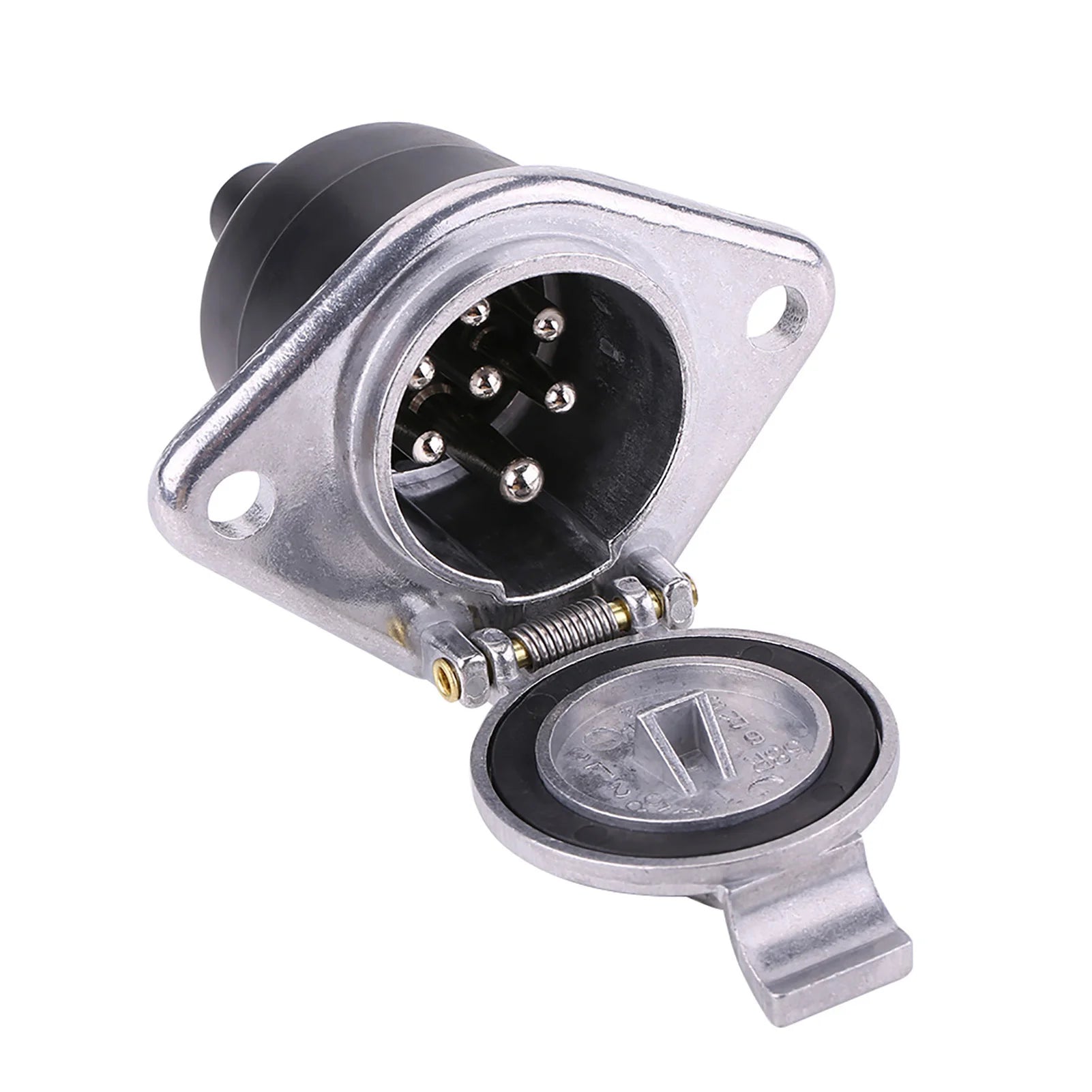 1PC Universal 24V 7 Pin Trailer Plug and Socket Type N Standard Connector Adapter Socket for Heavy Duty Truck Trailer Wiring