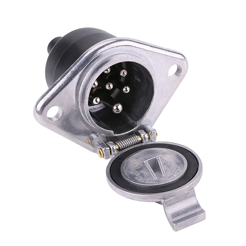 1PC Universal 24V 7 Pin Trailer Plug and Socket Type N Standard Connector Adapter Socket for Heavy Duty Truck Trailer Wiring