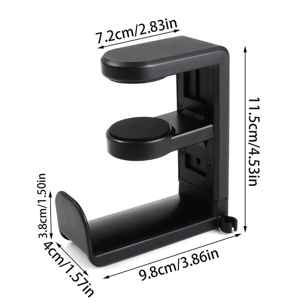 Headphone Stand Adjustable Clamp-On Under Desk Hanger 360 Degree Swivel & Cable Clip Organizer Headphone Headset Holder