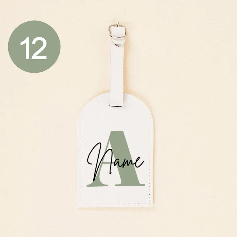 Personalised Monogram PU Luggage Tag Initial with Name Leather for Suitcase Baggage Handbag Tags Travel Bag Label Tag Best Gifts