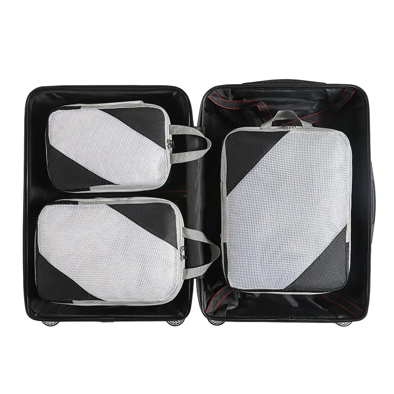 Compression Travel Cubes 3pcs High Quality Organizer Pouch Bag Waterproof Plane Suitcase Packing Cubes Clothing Mesh Bags Set